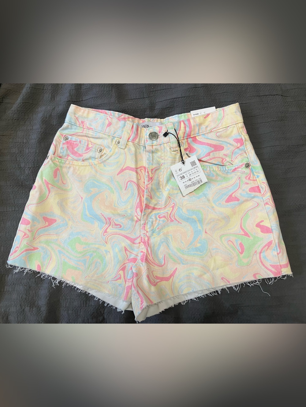 Zara pastel swirl high rise shorts
